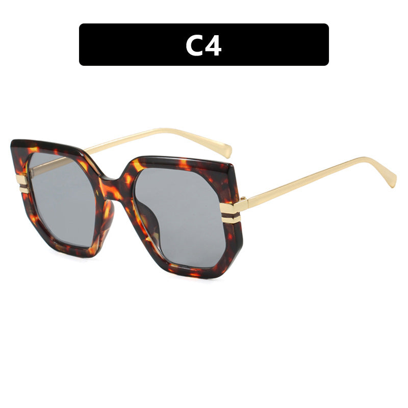 Women's geometric sunglasses with luxurious gold frame and polarized lenses Bowlift
