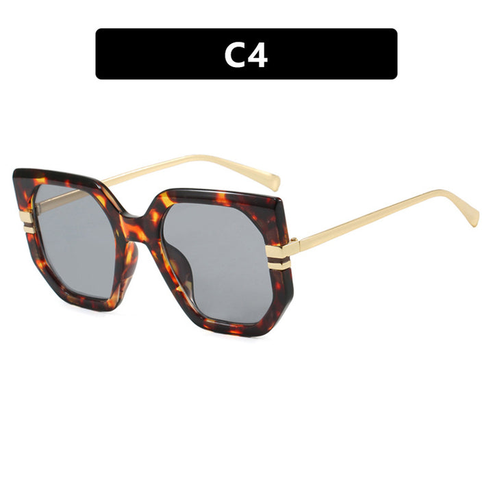 Women's geometric sunglasses with luxurious gold frame and polarized lenses Bowlift