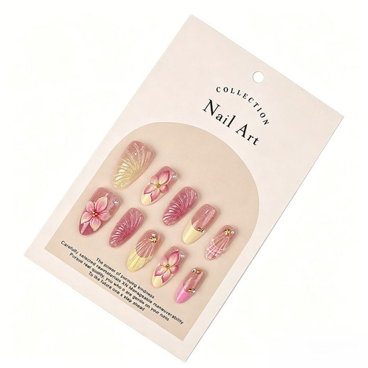 Decorative Floral-Embellished Press-On Nail Set