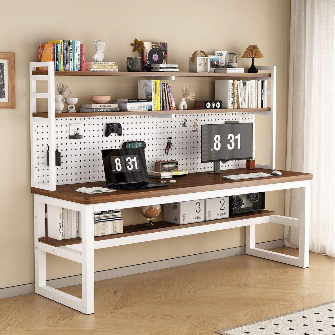 Multifunctional workspace with shelf Bowlift