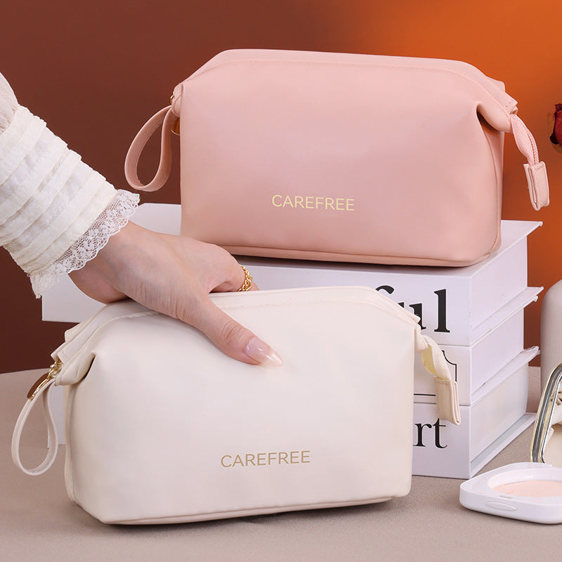 Cosmetic Organizer Bag With Elegant Zipper And Practical Carry Handle Bowlift