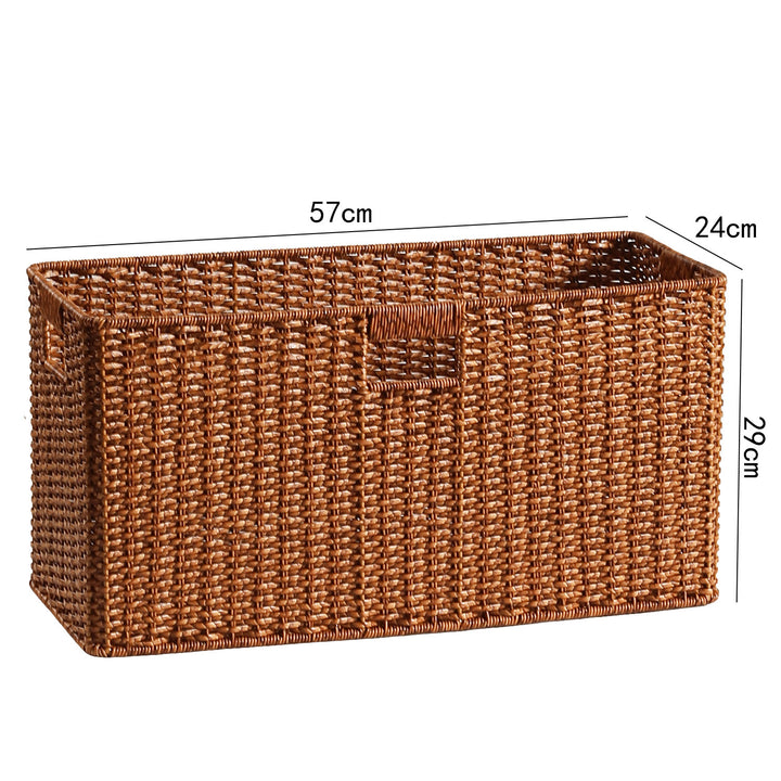 Handwoven Rectangular Storage Basket with Cut-Out Handles Bowlift