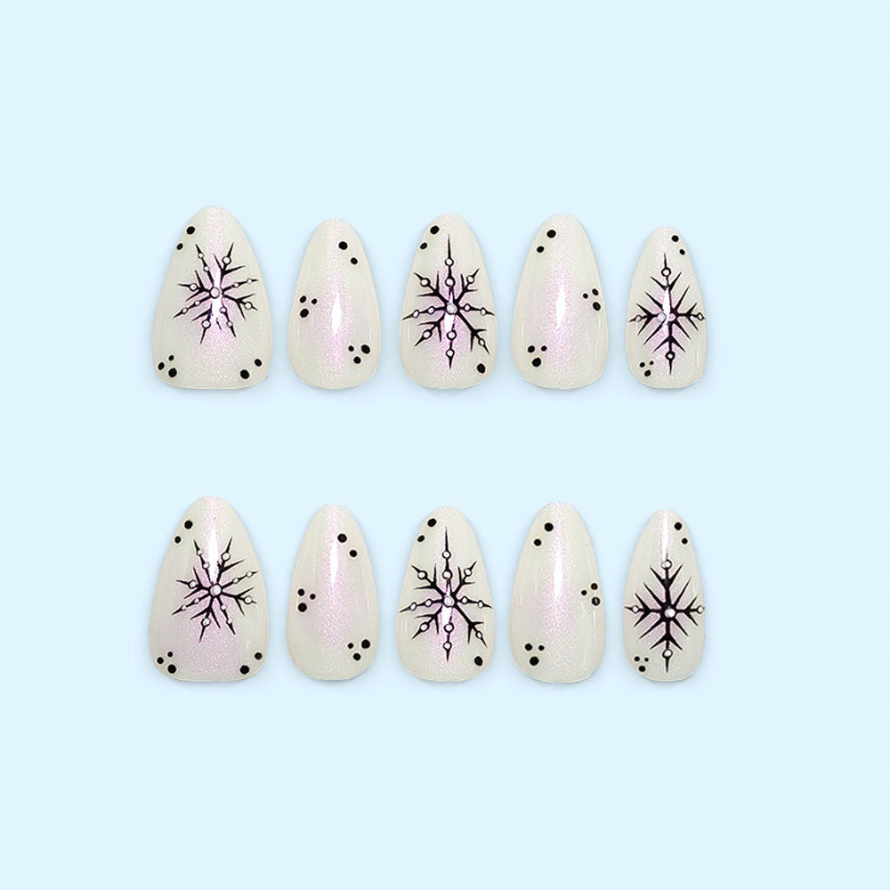 Artificial nail set with snowflake pattern Bowlift