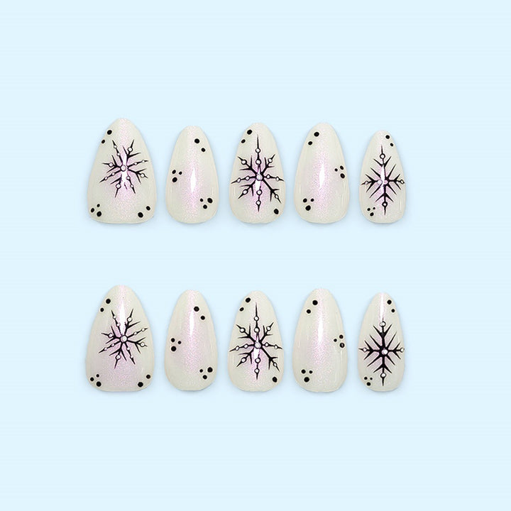 Artificial nail set with snowflake pattern Bowlift