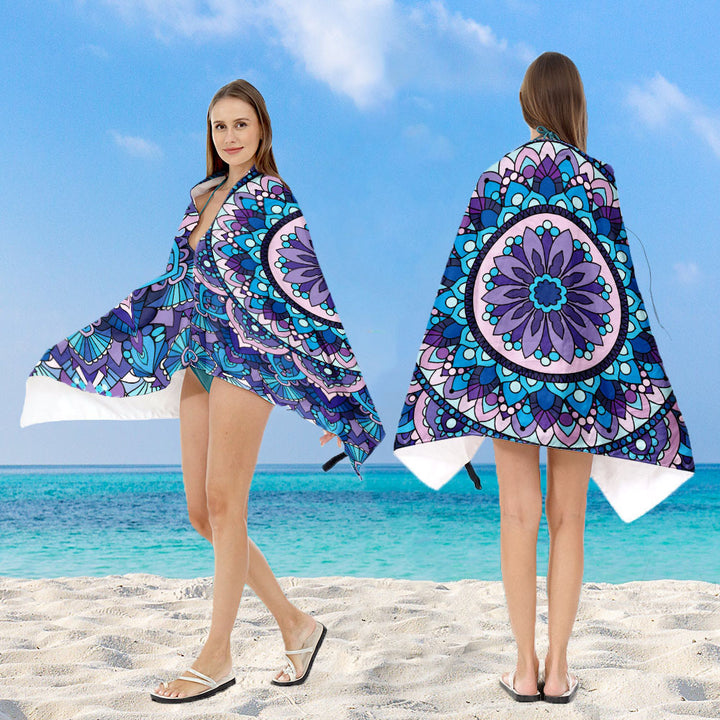Hooded sun tent for the beach with creative mandala design Bowlift