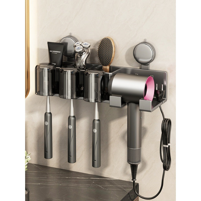 Wall-Mounted Hair Tool Organizer with Storage Compartment Bowlift