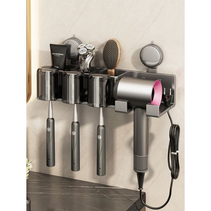 Wall-Mounted Hair Tool Organizer with Storage Compartment Bowlift