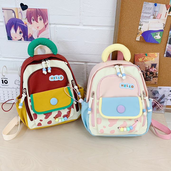 Leisure Backpack with Colorful Applications and Creative Design Bowlift