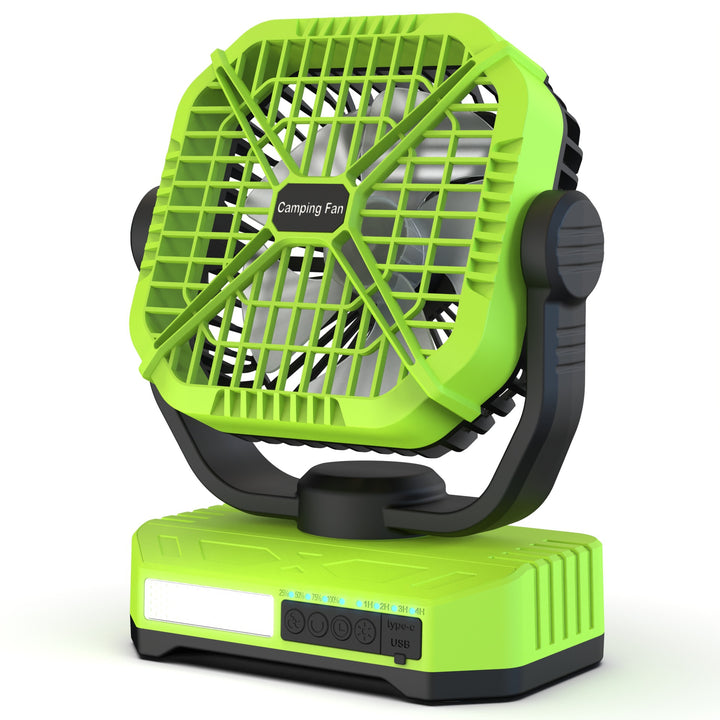 Portable Rechargeable Camping Fan with LED Light Bowlift