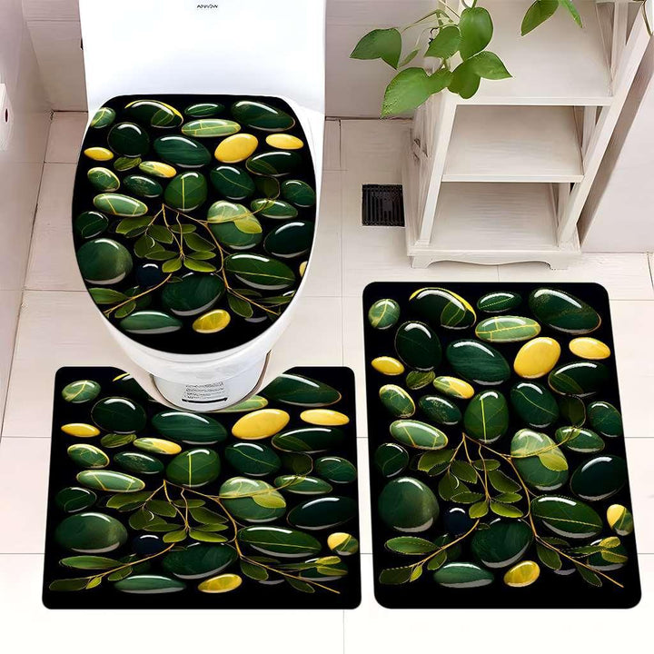 Decorative Pebble Bathroom Mat Set Bowlift