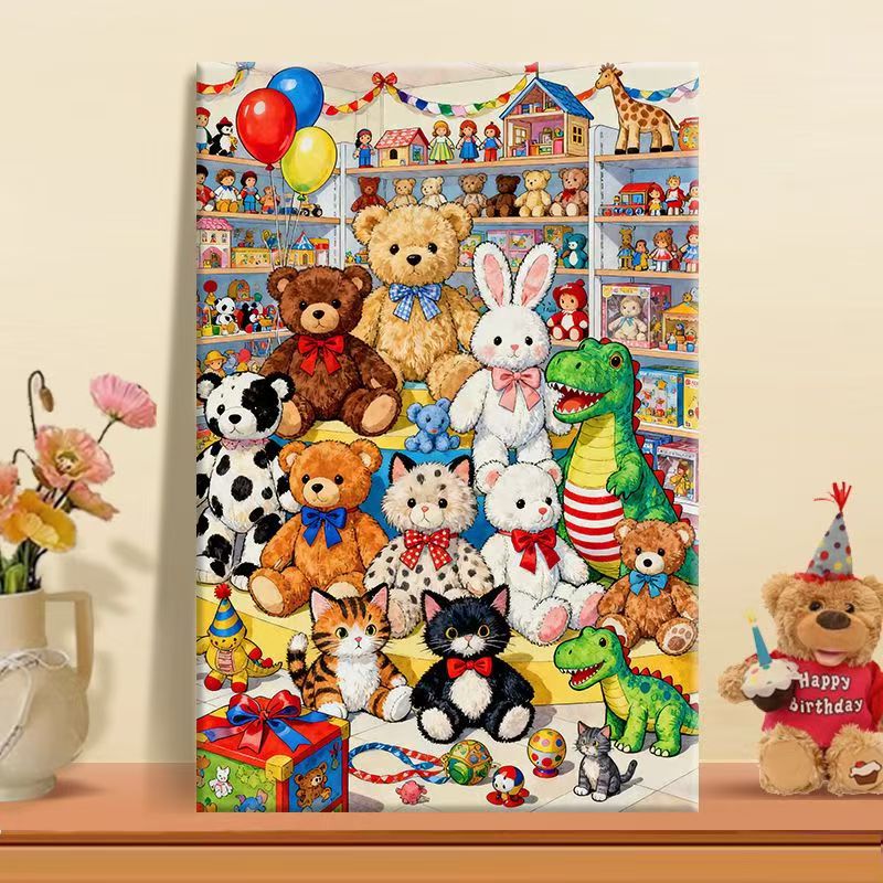 Playful Teddy Bear Wall Art Bowlift