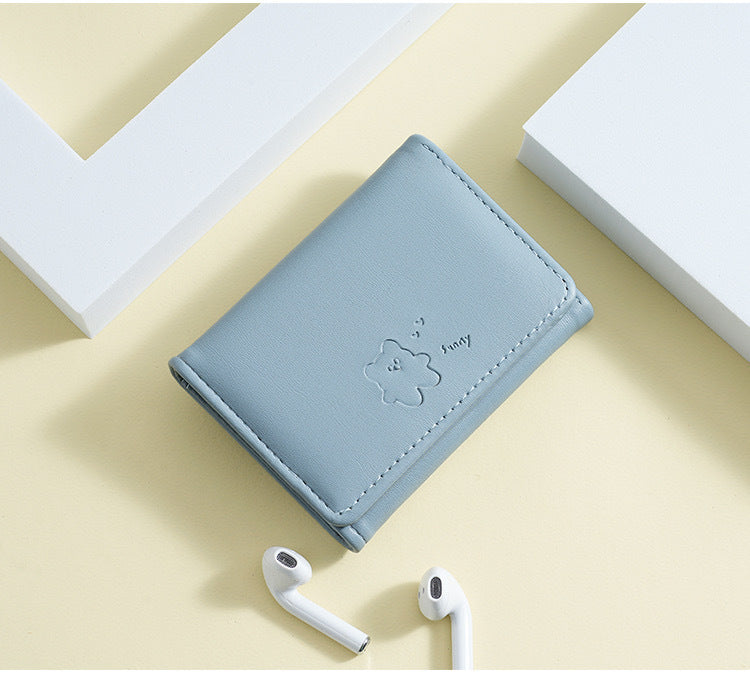Cute Leather Tri-Fold Wallet Bowlift