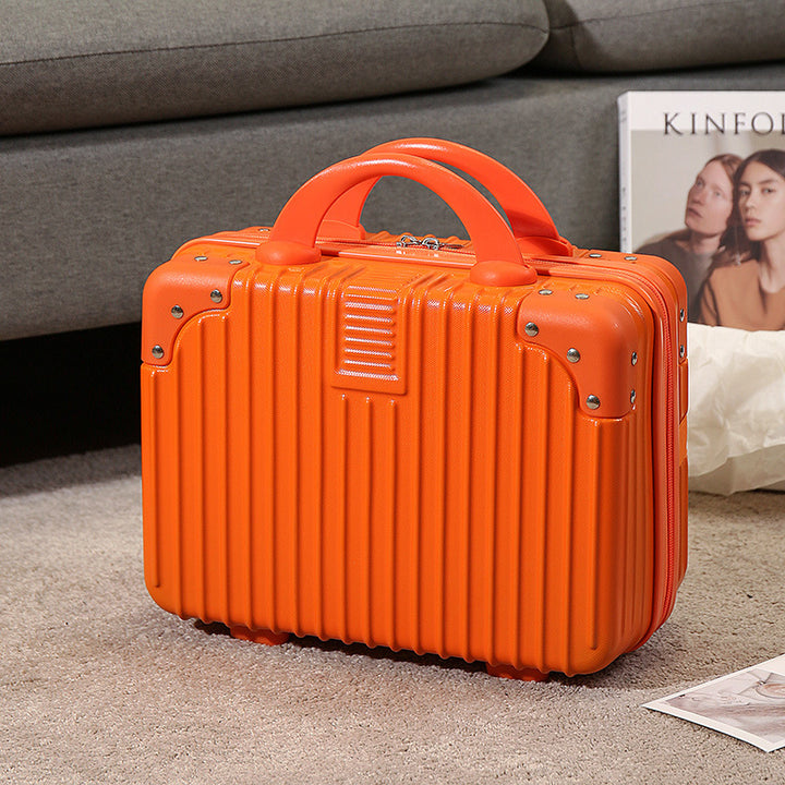 compact hard-shell travel vanity cosmetic and tech organizer with ribbed shell reinforced corners removable padded insert Bowlift