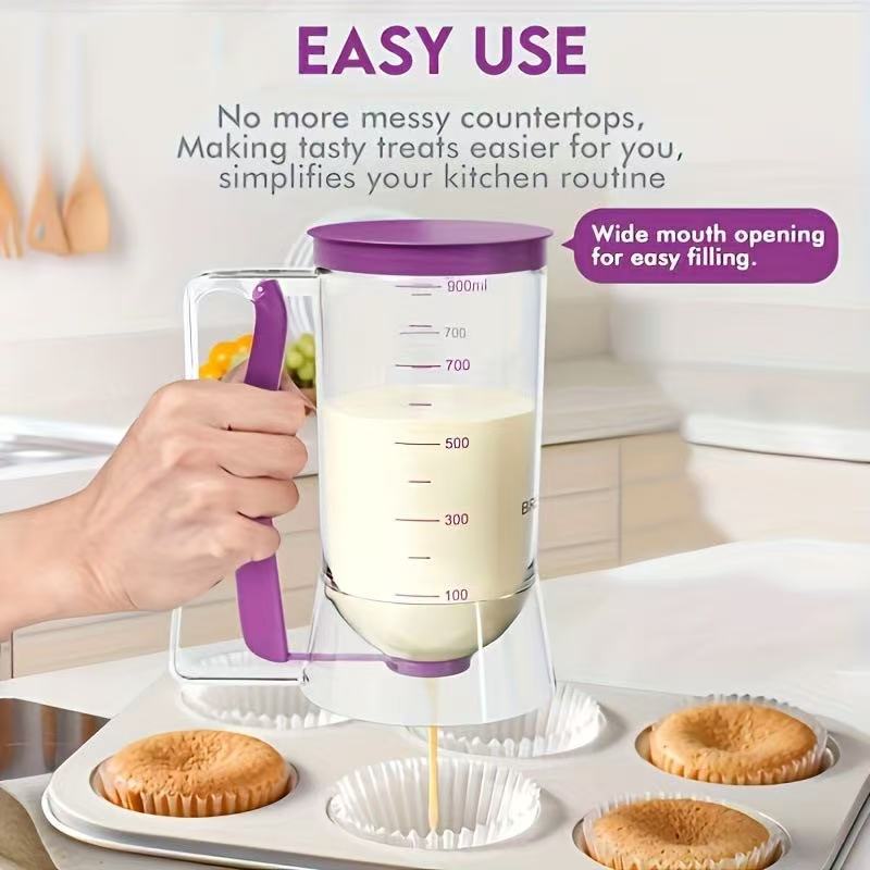 Precision Batter Dispenser Measuring Cup with Silicone Release Valve and Ergonomic Handle Bowlift