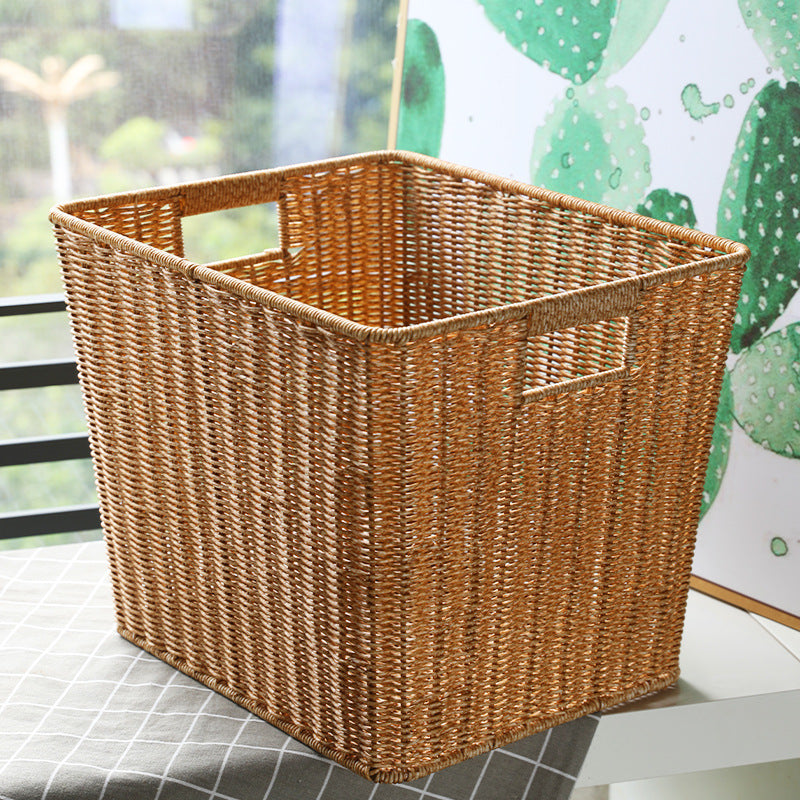 Rectangular Woven Storage Bin with Ergonomic Handles Bowlift
