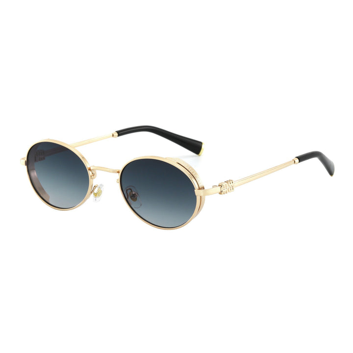Ladies Round Designer Sunglasses with Elegant Metal Frame Bowlift