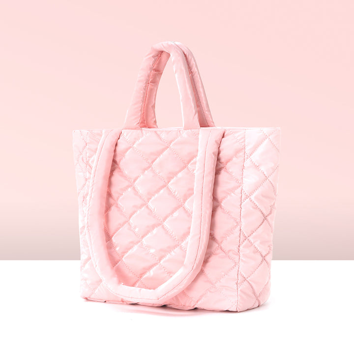 Padded Tote Bag in Modern Check Design Bowlift