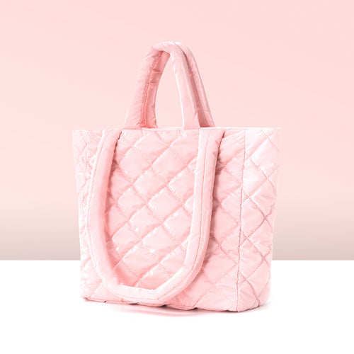 Padded Tote Bag in Modern Check Design Bowlift