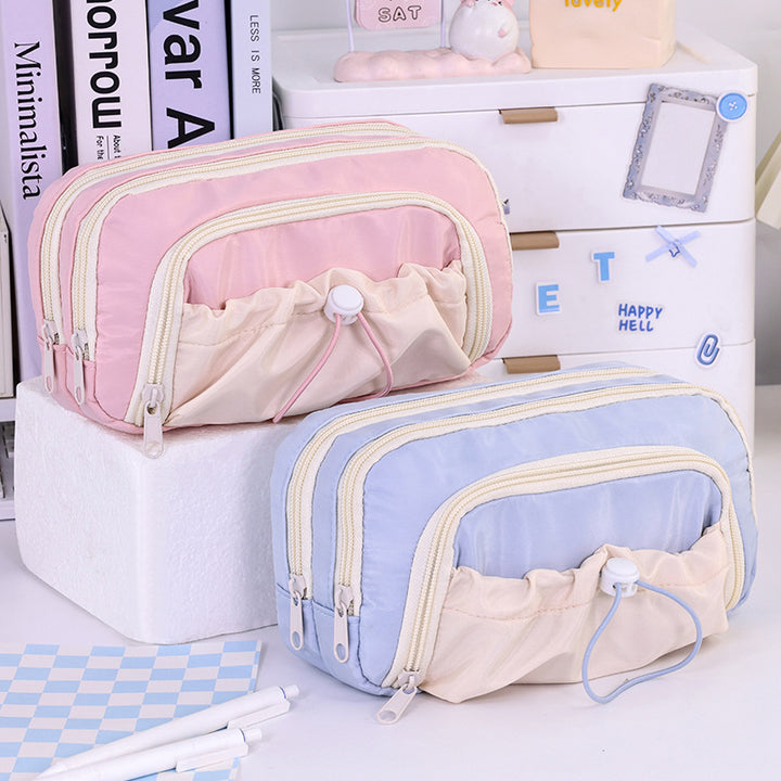 Multifunctional Cosmetic Pouch With Multiple Compartments And Practical Zipper Bowlift