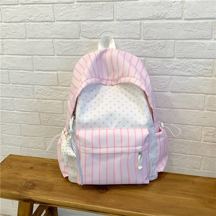 Charming Striped Patterned Backpack Bowlift