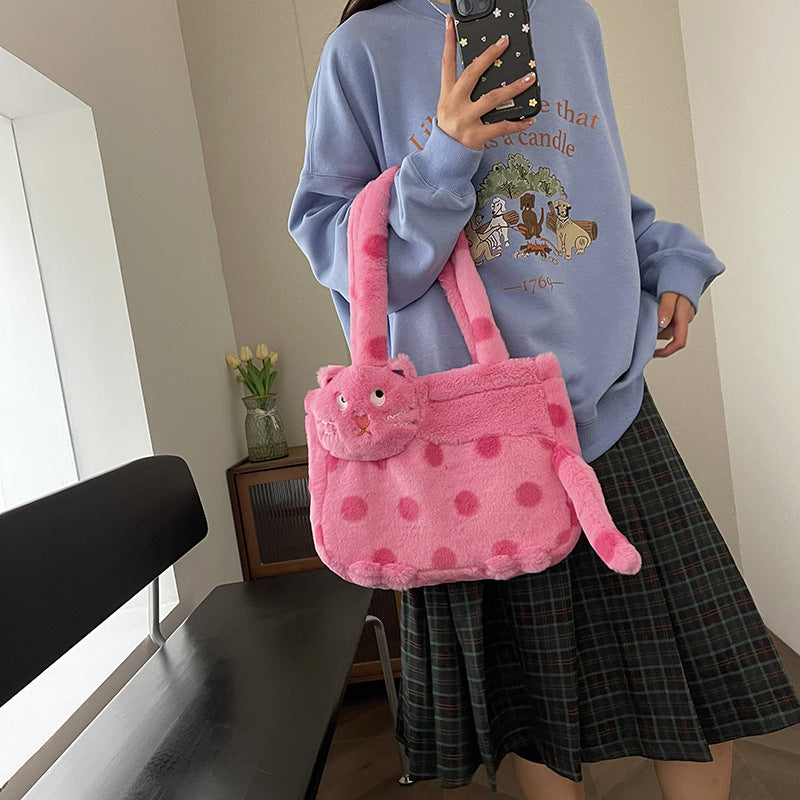 Plush shoulder bag with animal motif Bowlift