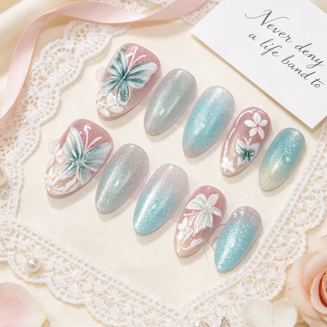 Thematic Ocean-Inspired Press-On Nail Set