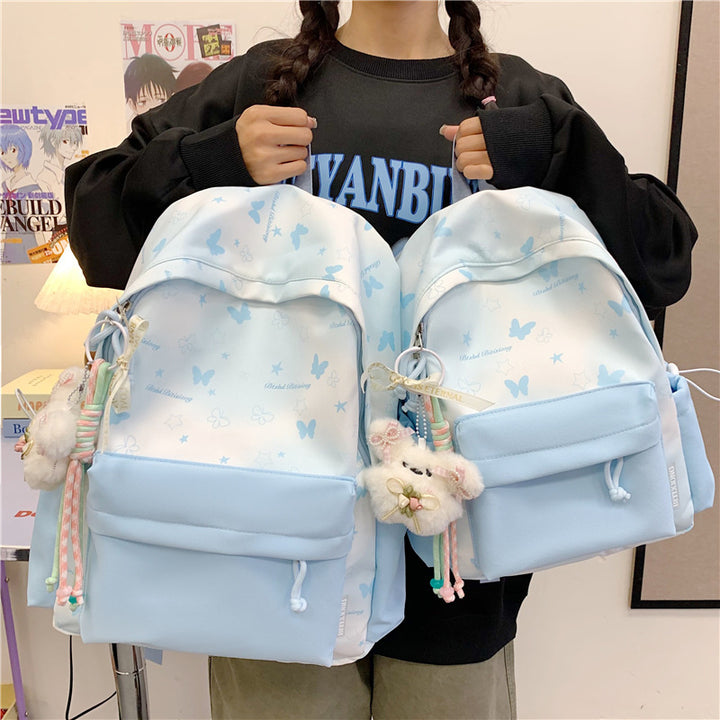 Leisure Backpack with Floral Appliqués Bowlift
