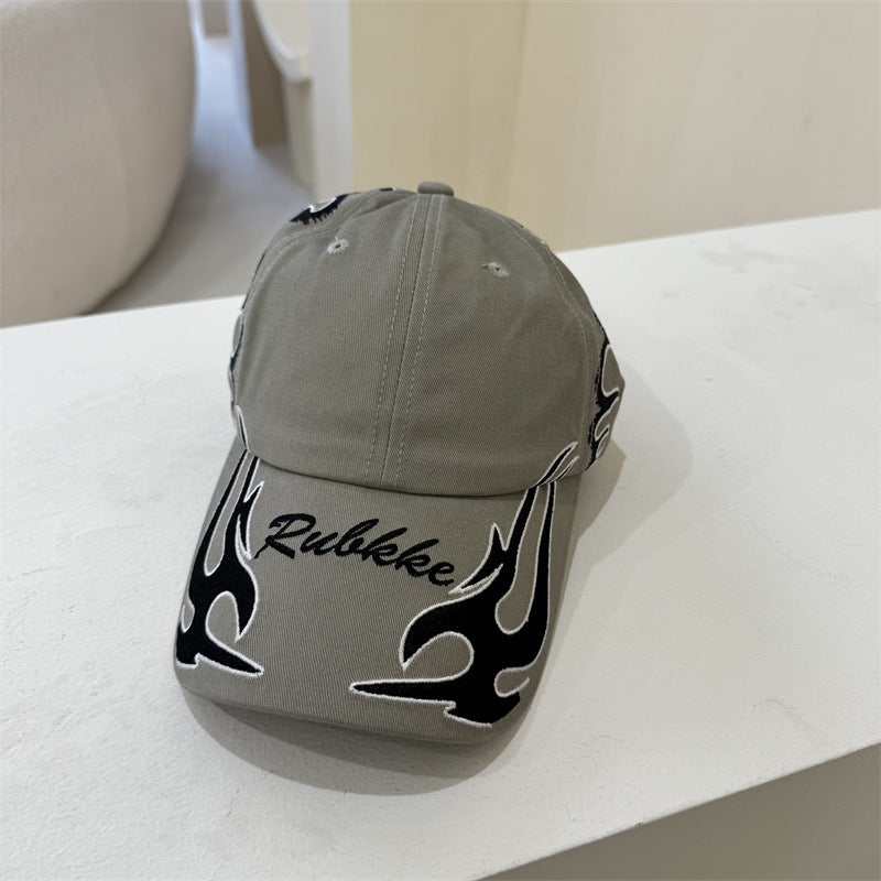Men's Graphic Flame-Embroidered Baseball Cap Bowlift
