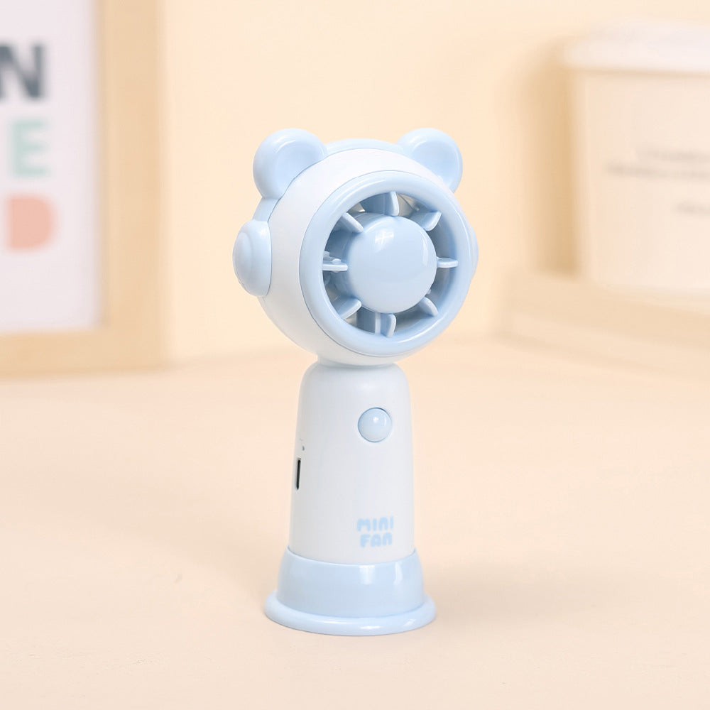 Mini Bear-Themed Rechargeable Handheld Fan Bowlift