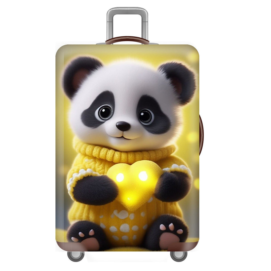 Unisex non-elastic suitcase cover for hard shell trolley with cute panda design, stretch protective cover with handle and wheel openings Bowlift