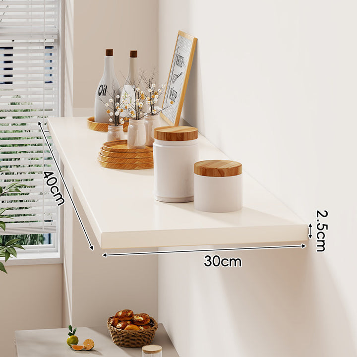 Floating Wall-Mounted Solid Wood Display Shelf with Concealed Brackets and Slim Profile