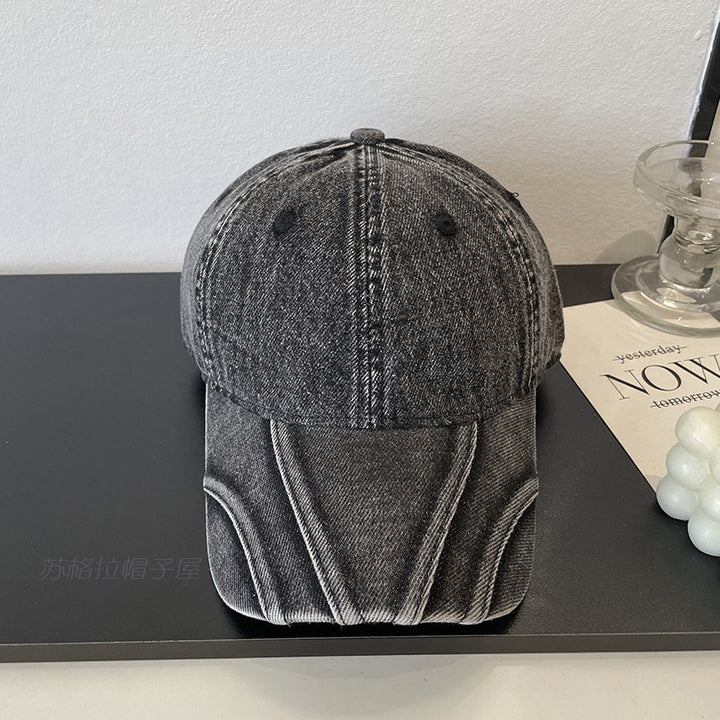 Women's Vintage Distressed Denim Baseball Cap Bowlift