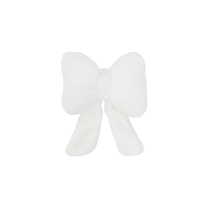 plush bow-shaped decorative throw cushion with long tails and faux-fur texture Bowlift