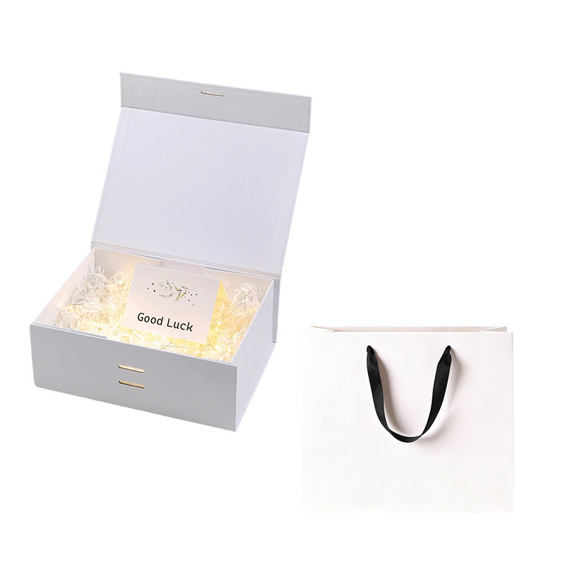 Premium magnetic gift presentation box with LED fairy lights and greeting card Bowlift