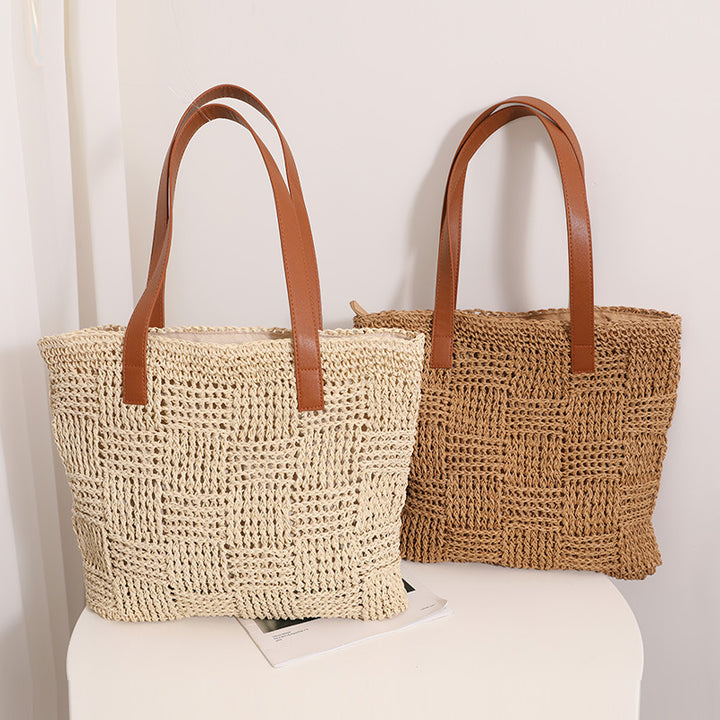 Natural braided tote bag Bowlift