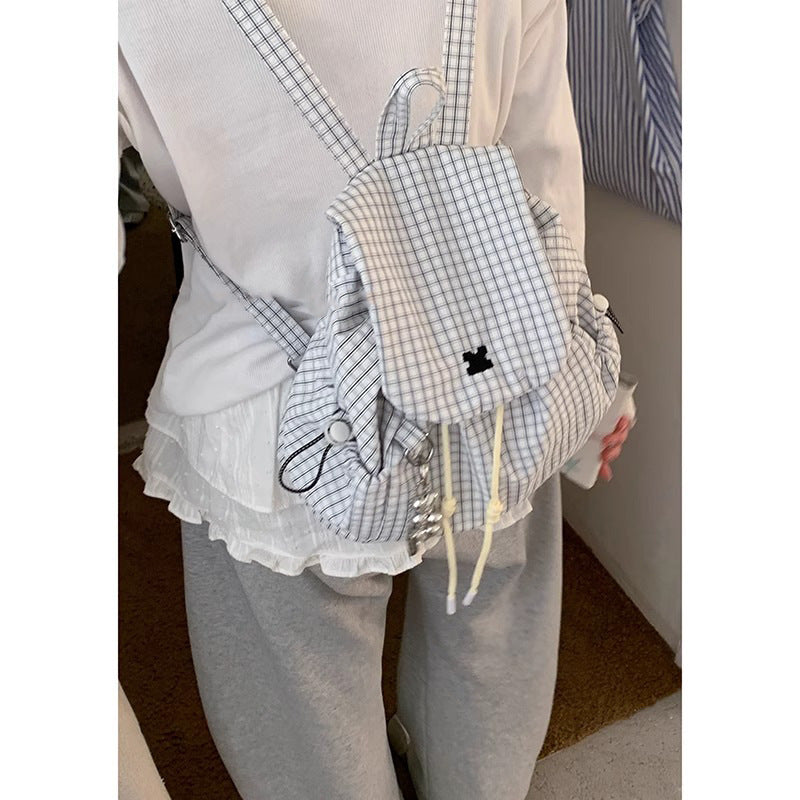 Casual Checkered Drawstring Backpack Bowlift