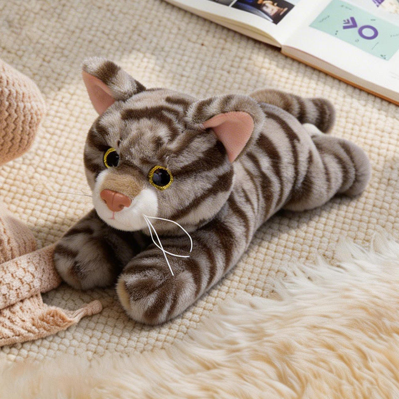Lifelike Stretching Cat Plush Floor Cuddle Pillow Bowlift