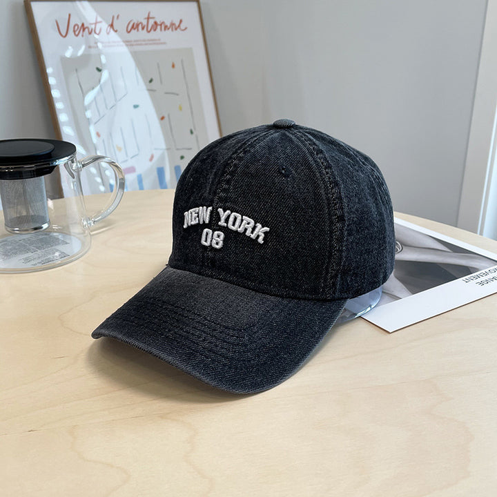 Men's Distressed Denim Baseball Cap Bowlift