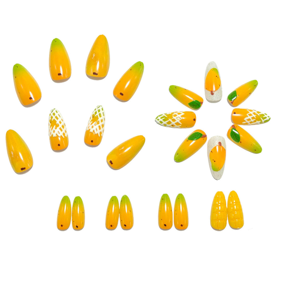 Artificial nails with fruity mango design Bowlift