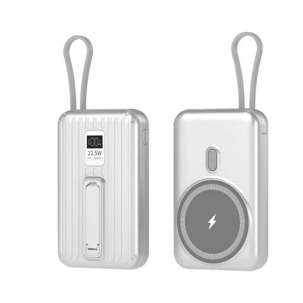 Portable power bank with integrated magnetic charger and digital display Bowlift