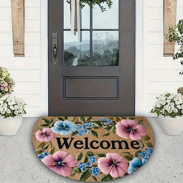Floral Themed Welcome Mat Bowlift