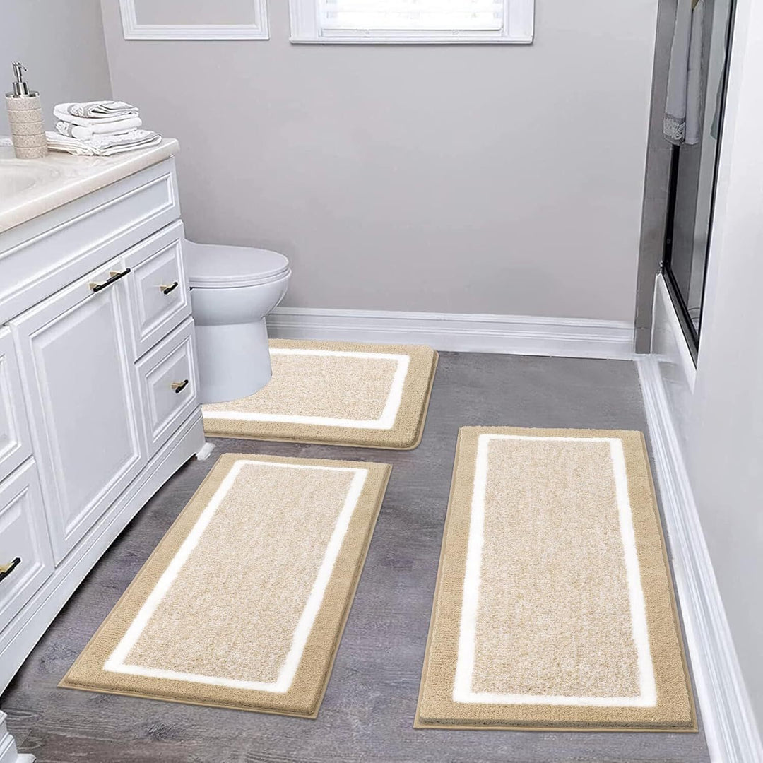 Plush Microfiber Bath Mat Set Bowlift