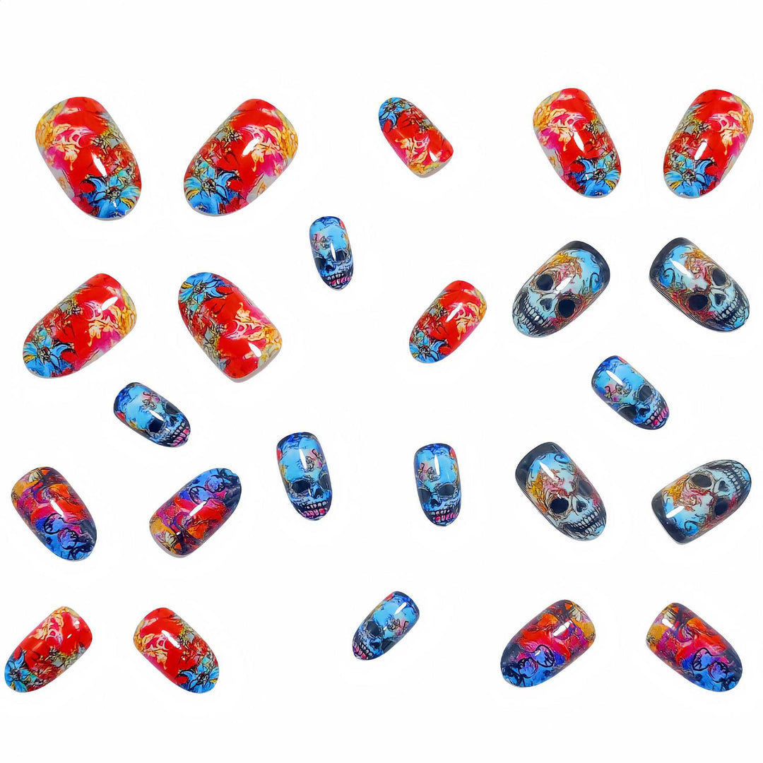 Creative skull and gradient design artificial nails Bowlift