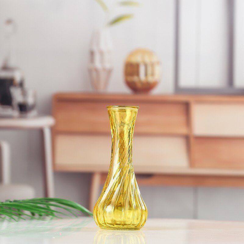 Handblown glass bud vase with fluted neck and weighted base Bowlift