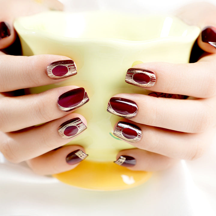 Elegant Geometric Design Press-On Nails Bowlift
