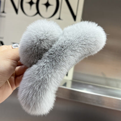 Plush Faux Fur Hair Claw Clip Bowlift