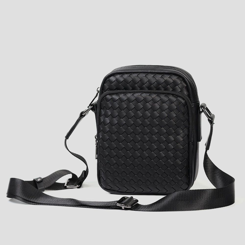 Practical Crossbody Bag with Woven Design Bowlift
