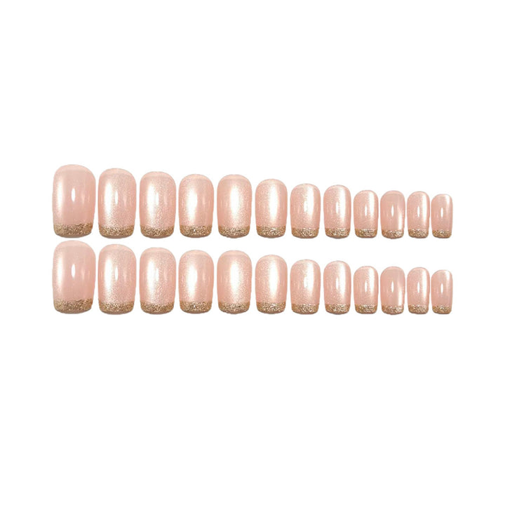 Artificial nails in elegant glitter French design Bowlift