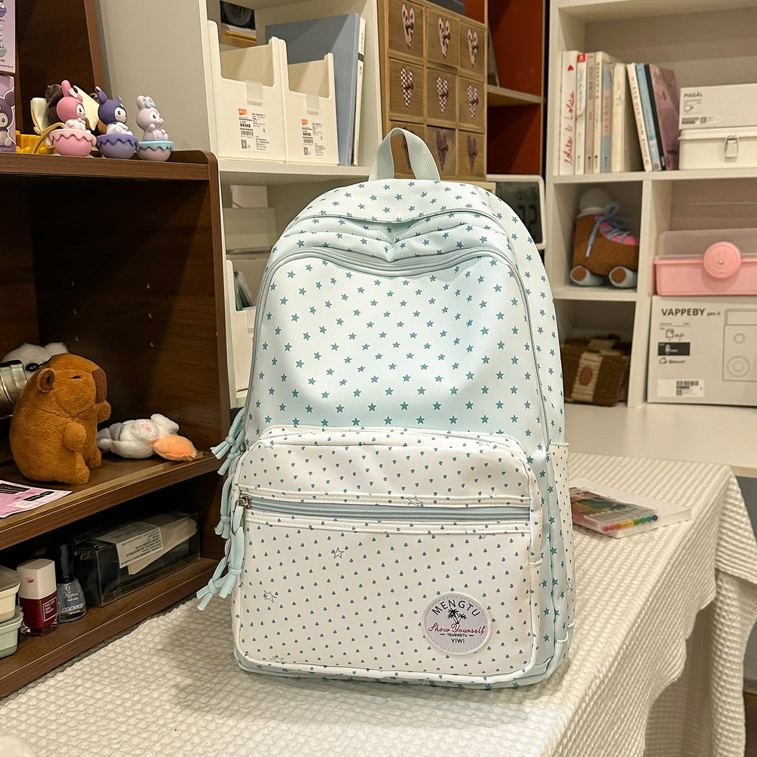 Whimsical Star-Patterned School Backpack Bowlift