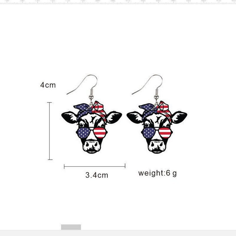 Women's handmade acrylic earrings can holder with patriotic flag motif and fish hook closure Bowlift